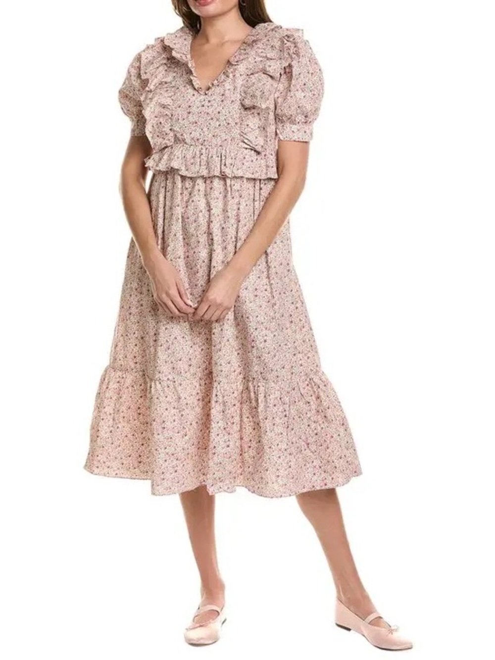 English Factory | floral prairie poplin ruffle dress